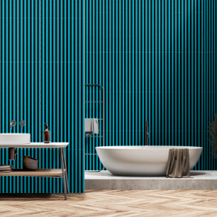 Black And Turquoise Blue Stripes Wallpaper