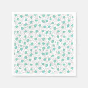 Black and Turquoise Brush Dots Abstract Pattern Napkin