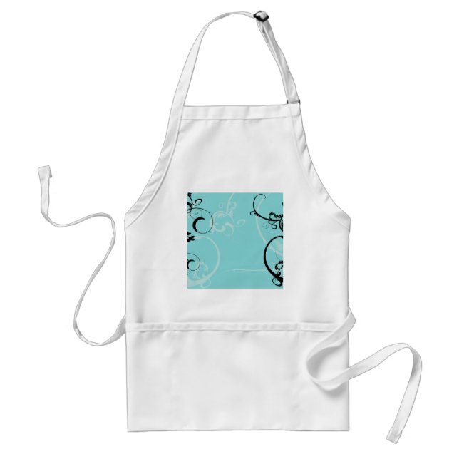 Black and Turquoise Floral Standard Apron (Front)