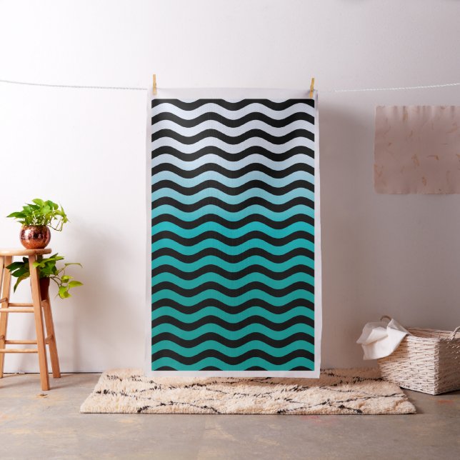 Black and Turquoise Hue Stripes Fabric (In Situ)