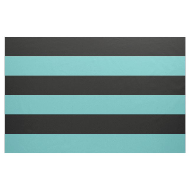 Black and Turquoise Wide Stripes Large Scale Fabric (Yard)