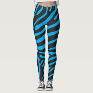 Black and Turquoise Zebra Print Leggings
