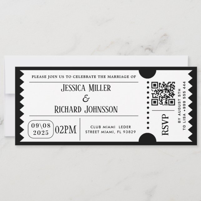 Black And Wait party ticket invitations (Front)