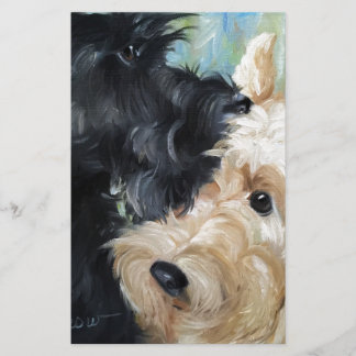 Black and wheaten Scottish terrier scottie art