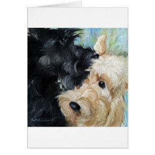 Black and wheaten Scottish terrier scottie art