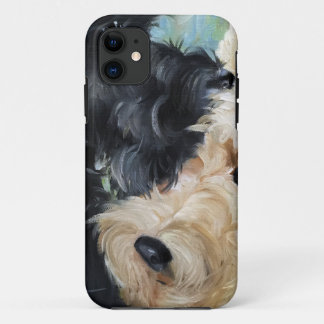 Black and wheaten Scottish terrier scottie art iPhone 11 Case