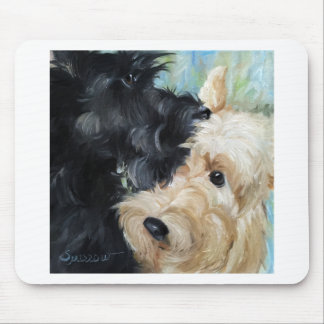 Black and wheaten Scottish terrier scottie art Mouse Mat