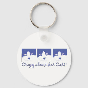black and whit longhaired cat key ring