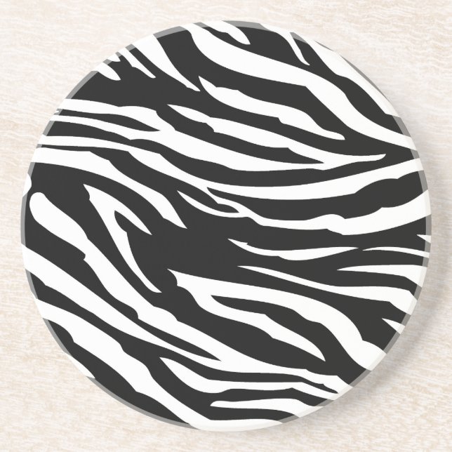 Black and Whit Zebra Print Animal Pattern Coasters (Front)
