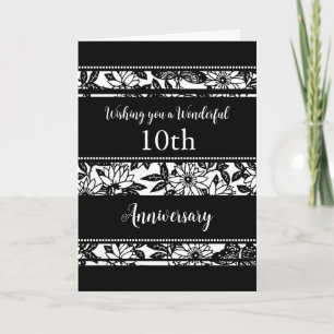 Black and White 10th Wedding Anniversary Card