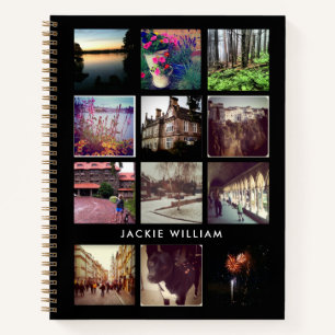 Black and White 12 Photo Notebook with Text
