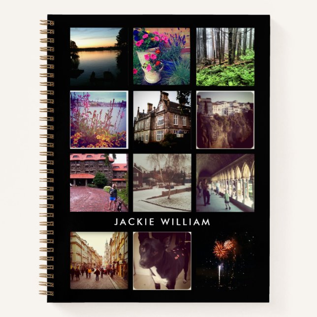 Black and White 12 Photo Notebook with Text (Front)