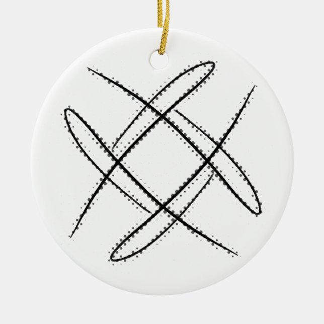 Black and White #15 Criss Cross Doodle Ceramic Tree Decoration (Front)