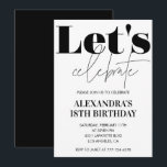 Black and White 18th birthday invitation Modern<br><div class="desc">Black and White 18th birthday invitation Modern calligraphy typography feminine milestone classic elegant glam celebration</div>
