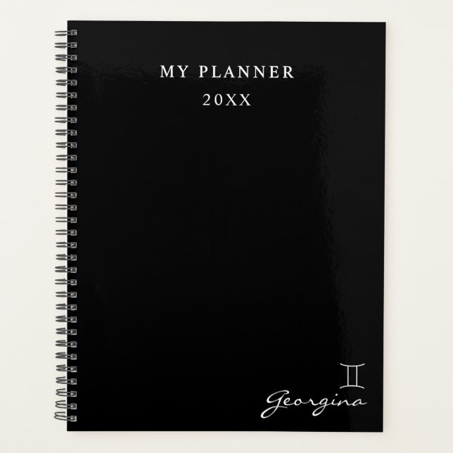 Black and White 2022 Gemini Zodiac Sign Planner (Front)