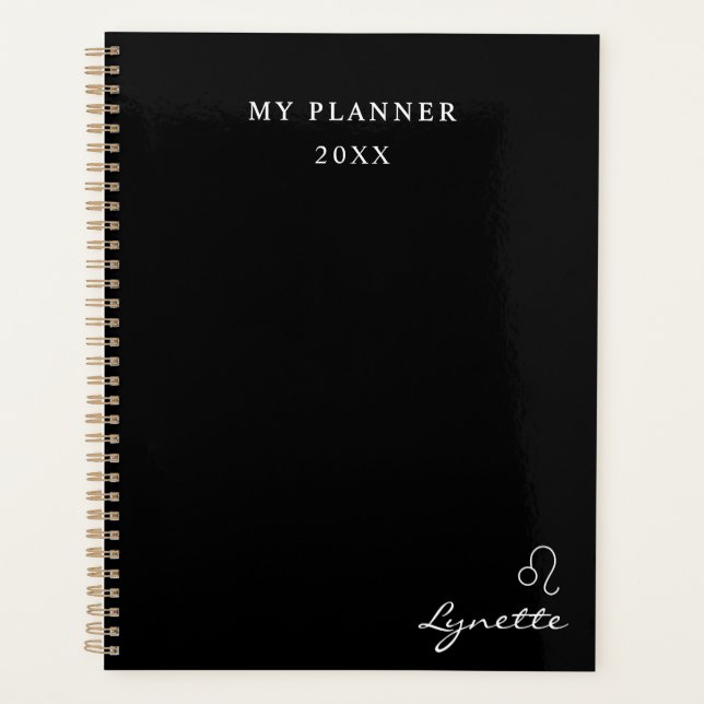 Black and White 2022 Leo Zodiac Sign Planner (Front)