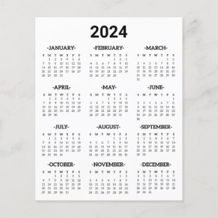 Black and White 2024 Year At Glance Calendar Flyer