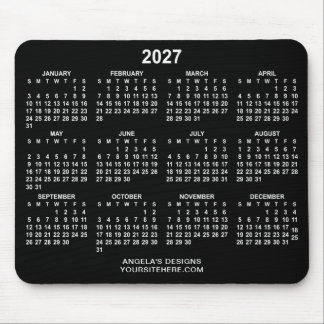 Black and White 2027 Calendar Promotional Mouse Mat