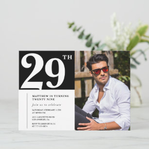 Black and White 29th birthday Invitations