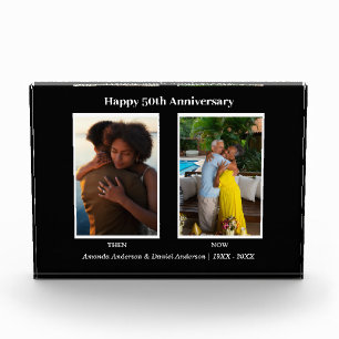 Black and White 2 Photo Collage Anniversary Block