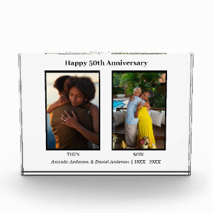Black and White 2 Photo Collage Anniversary Block