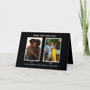 Black and White 2 Photo Collage Anniversary Card