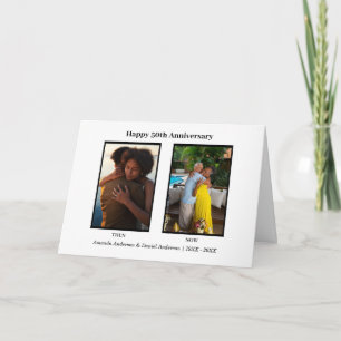 Black and White 2 Photo Collage Anniversary Card