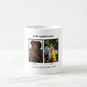 Black and White 2 Photo Collage Anniversary Coffee Mug