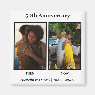 Black and White 2 Photo Collage Anniversary Magnet