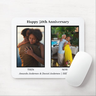 Black and White 2 Photo Collage Anniversary Mouse Mat