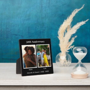 Black and White 2 Photo Collage Anniversary Plaque