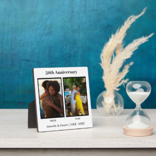 Black and White 2 Photo Collage Anniversary Plaque