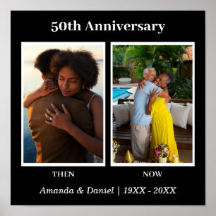 Black and White 2 Photo Collage Anniversary Poster