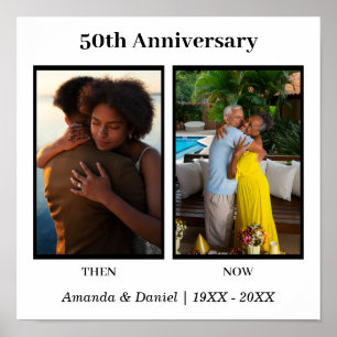 Black and White 2 Photo Collage Anniversary Poster