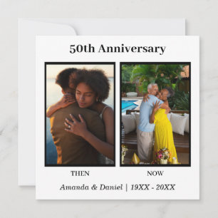 Black and White 2 Photo Collage Anniversary Thank You Card