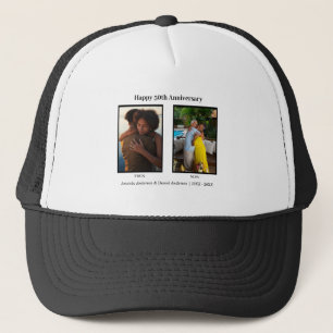Black and White 2 Photo Collage Anniversary Trucker Hat