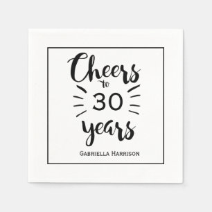 Black and White 30th Birthday Napkin