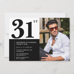 Black and White 31st Birthday Invitations Photo