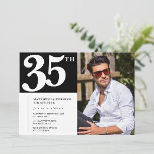 Black and White 35th birthday Invitations
