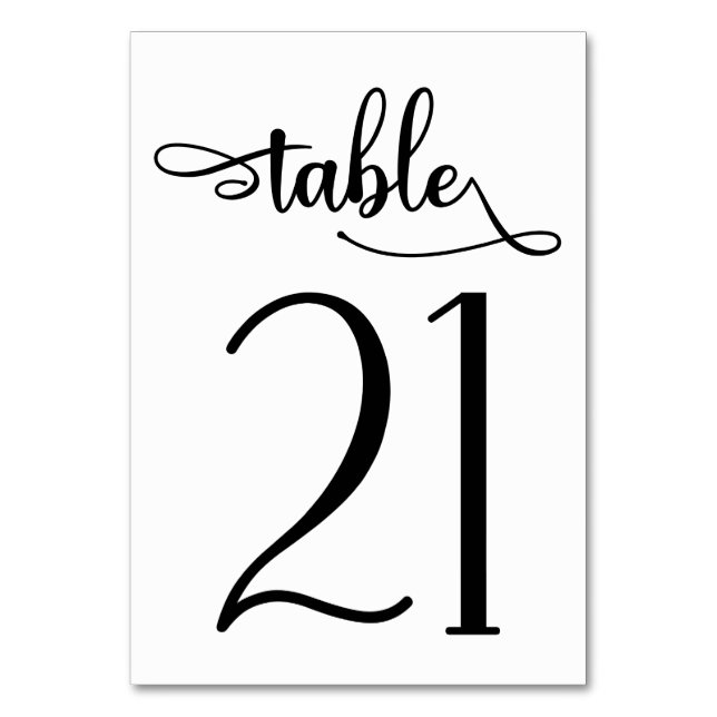 Black and White 3.5x5 table number | Table 21 (Back)