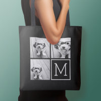 Black and White 3 Photo Collage Custom Monogram