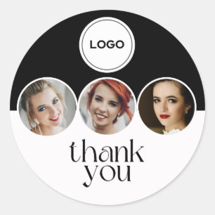 Black And White 3 Photo MUA Logo Thank You Classic Round Sticker