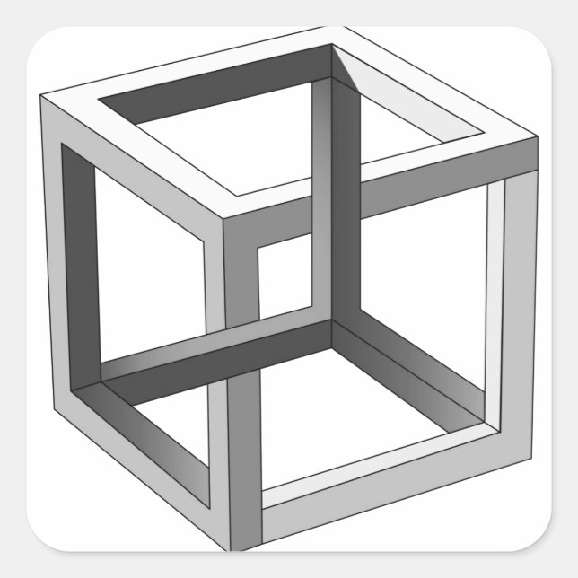 Black and White 3D cube abstract geometric Square Sticker (Front)
