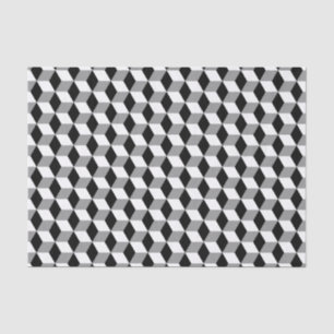 Black and White 3D cube geometric Abstract Pattern Tissue Paper
