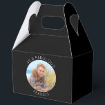 Black and White 40 & Fabulous Photo Favour Box<br><div class="desc">Create your own personalised circle photo large gable favour boxes for her 40th birthday party. Customise the solid black background colour or the white thin line text colour to match your photo. If you change the font type or size, you can fine tune the curvature of the text in small...</div>