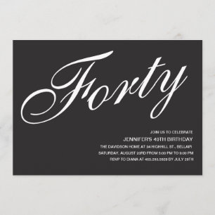 Black and White 40th Birthday Invitations