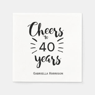 Black and White 40th Birthday Napkin