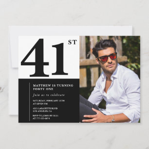 Black and White 41st Birthday Invitations Photo