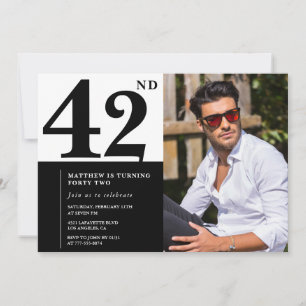 Black and White 42nd Birthday Invitations Photo