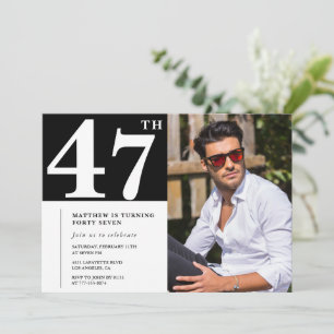 Black and White 47th birthday Invitations Photo